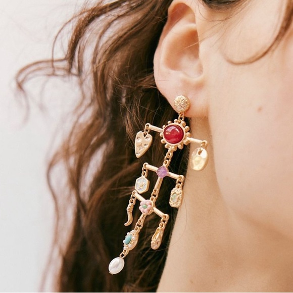 free people maxy charm dangle Gold Earrings in bohemian - Picture 2 of 9